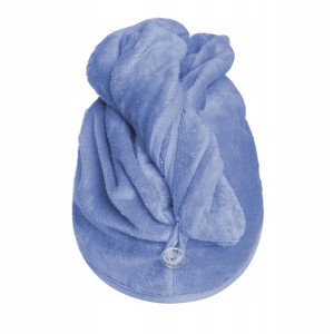 Niebieski Ręcznik Welurowy Do Włosów Turban