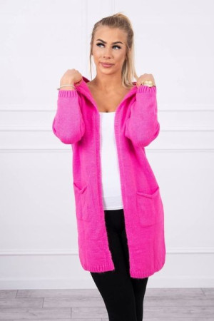 Sweter damski z kapturem kieszenie gładki neon