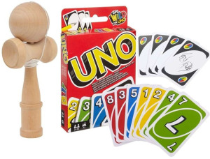 Gra zręcznościowa Kendama łapanie kulki + Gra karciana UNO