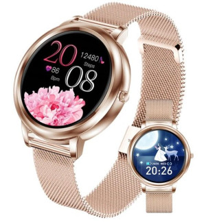 Złoty zegarek damski smartwatch puls kroki smartband | Hypermed.pl