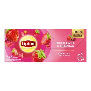 Lipton Herbata owocowa o smaku truskawski i rabarbaru 34 g ( 20 torebek)