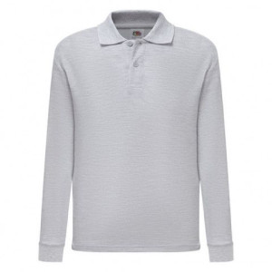 Koszulka dziecięca polo 65/35 z dł rękaw Fruit of the Loom Grey 7-8