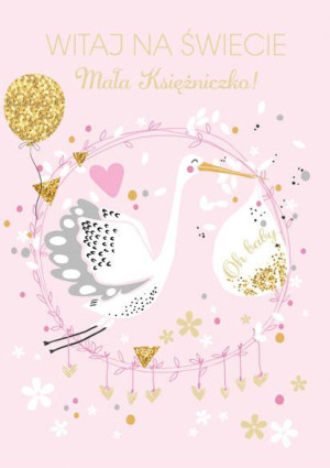 Kartka Witaj Na Świecie Różowa