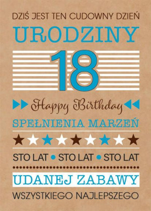 Kartka 18 Urodziny Ekologiczna Napisy