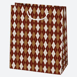Torba Prezentowa Brązowa Romby 19x23x10,5 Cm