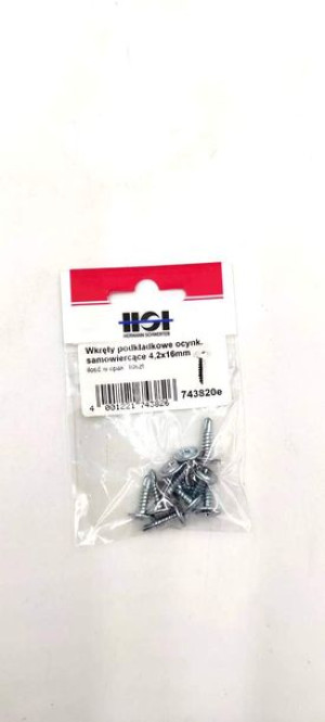 Wkręty podkładkowe samowiercące ocynkowane 4,2x16mm opak 10