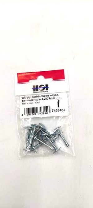 Wkręty podkładkowe samowiercące ocynkowane 4,2x25mm opak 10