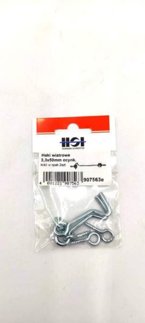 Haki wiatrowe z uszkiem ocynkowane 3,3x50mm opak 2