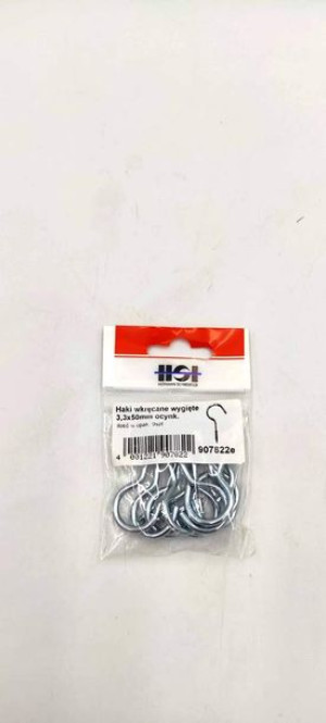 Haczyki wkręcane wygięte ocynkowane 3,2x50mm opak. 9