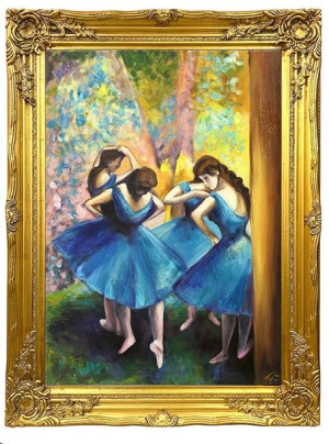 Obraz olejny ręcznie malowany 64x86cm Edgar Degas Błękitne tancerki
