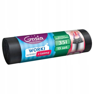 Gosia Worki na śmieci LDPE z taśmą czarne 35l