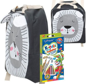 Plecak Do Szkoły Przedszkola Lew + Kredki Bambino