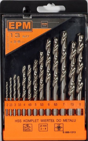 EPM Zestaw wierteł HSS do metalu 2-8mm 13 Szt.