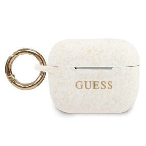 Guess Guacapsilglwh Airpods Pro Cover Biały/white Silicone Glitter