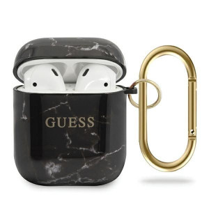 Guess Guaca2tpumabk Airpods Cover Czarny/black Marble Collection