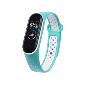 Zamienna Silikonowa Opaska Pasek Do Xiaomi Mi Band 5 Dots Turkusowo-biały