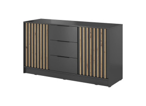 Komoda z lamelami 3D NELLY grafit