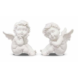 Dwie figurki aniołków w kolorze białym - wysokość 15 cm