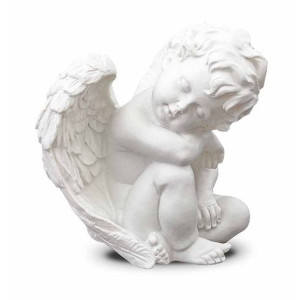 Biała figurka przedstawiająca śpiącego aniołka - wysokość 10 cm