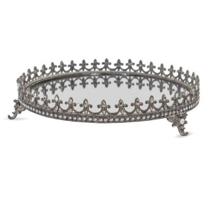 Taca metalowo-lustrzana, patera - średnica 27 cm