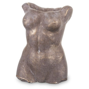 Osłonka na doniczkę w kształcie damskiego torsu beżowa - wysokość 27 cm