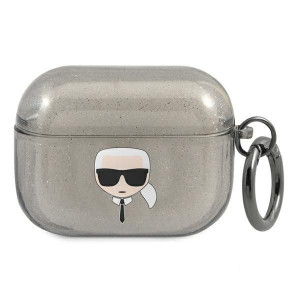 Karl Lagerfeld Klapukhgk Airpods Pro Cover Czarny/black Glitter Karl`s Head