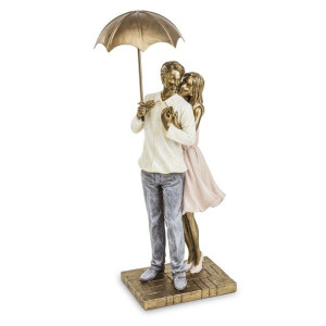 Romantyczna figurka przytulonej pary z parasolem - wysokość 30 cm