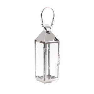 Srebrny metalowy lampion - wysokość 48 cm
