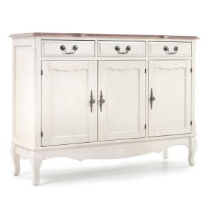 Trzydrzwiowa komoda prowansalska ecru na giętych nogach