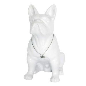 Figura psa buldoga w kolorze białym - wysokość 31,5 cm