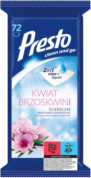 Ściereczki nawilżane Presto Uniwersalne 72 sztuki