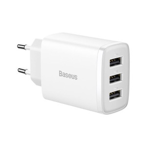 Baseus Compact Ładowarka Sieciowa 3x Usb 17w Biały (ccxj020102)