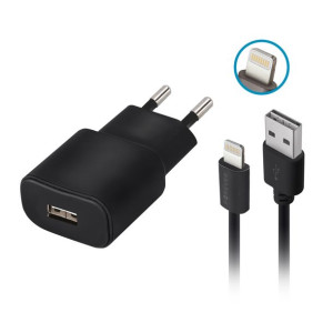 Forever Ładowarka Sieciowa Tc-01 1x Usb 1a Czarna + Kabel Lightning