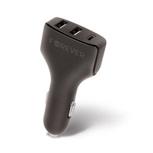 Forever Ładowarka Samochodowa Cc-05 2x Usb 1x Usb-c 4,8a Czarna