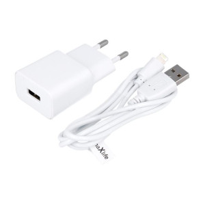Maxlife Ładowarka Sieciowa Mxtc-01 1x Usb 1a Biała + Kabel Lightning