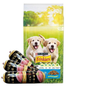 PURINA Friskies Junior 15kg + Hektor baton z drobiem 3x900g