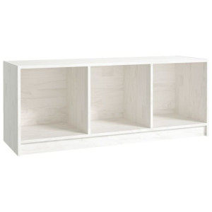 Szafka pod telewizor, biała, 104x33x41 cm, lite drewno sosnowe