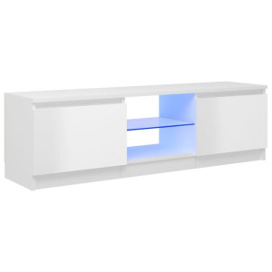 Szafka pod TV z oświetleniem LED, biała, połysk, 120x30x35,5 cm