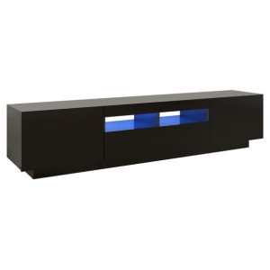 Szafka pod TV z oświetleniem LED, czarna, 180x35x40 cm