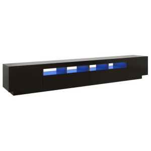 Szafka pod TV z oświetleniem LED, czarna, 260x35x40 cm