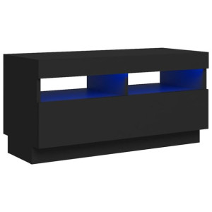 Szafka pod TV z oświetleniem LED, czarna, 80x35x40 cm