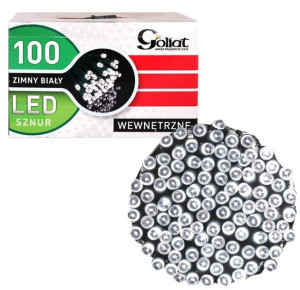 Lampki Choinkowe 100 Led Wewnętrzne Białe Zimne Sznur