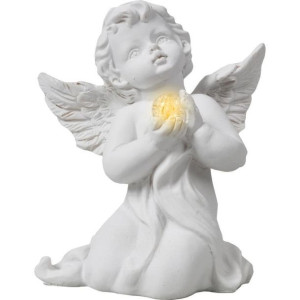 Anioł Dekoracyjny Z Led Zółte Swiatło 12 Cm Klęczący