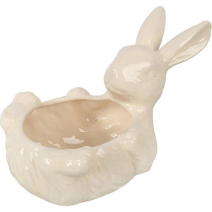 Zając Ceramiczny Misa Figurka Biała