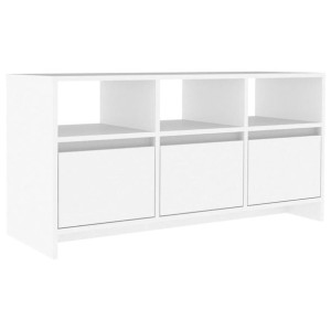 Szafka pod TV, biała, 102x37,5x52,5 cm, płyta wiórowa