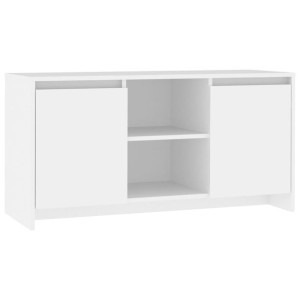 Szafka pod TV, biała, 102x37,5x52,5 cm, płyta wiórowa