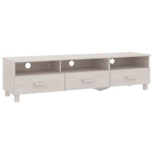 Szafka pod TV, biała, 158x40x40 cm, lite drewno sosnowe