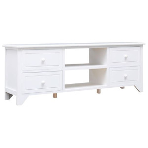 Szafka pod TV, biała,108x30x40 cm, drewno paulownia