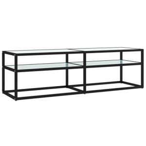 Szafka pod TV, biały marmur, 140x40x40,5 cm, szkło hartowane