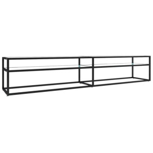 Szafka pod TV, biały marmur, 220x40x40,5 cm, szkło hartowane